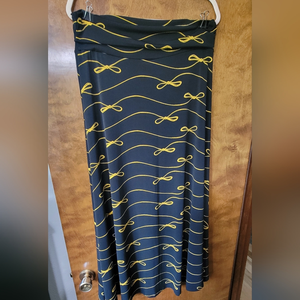 LuLaRoe Black and Yellow And Black Flowy Maxi Skirt for Casual Resort Wear L